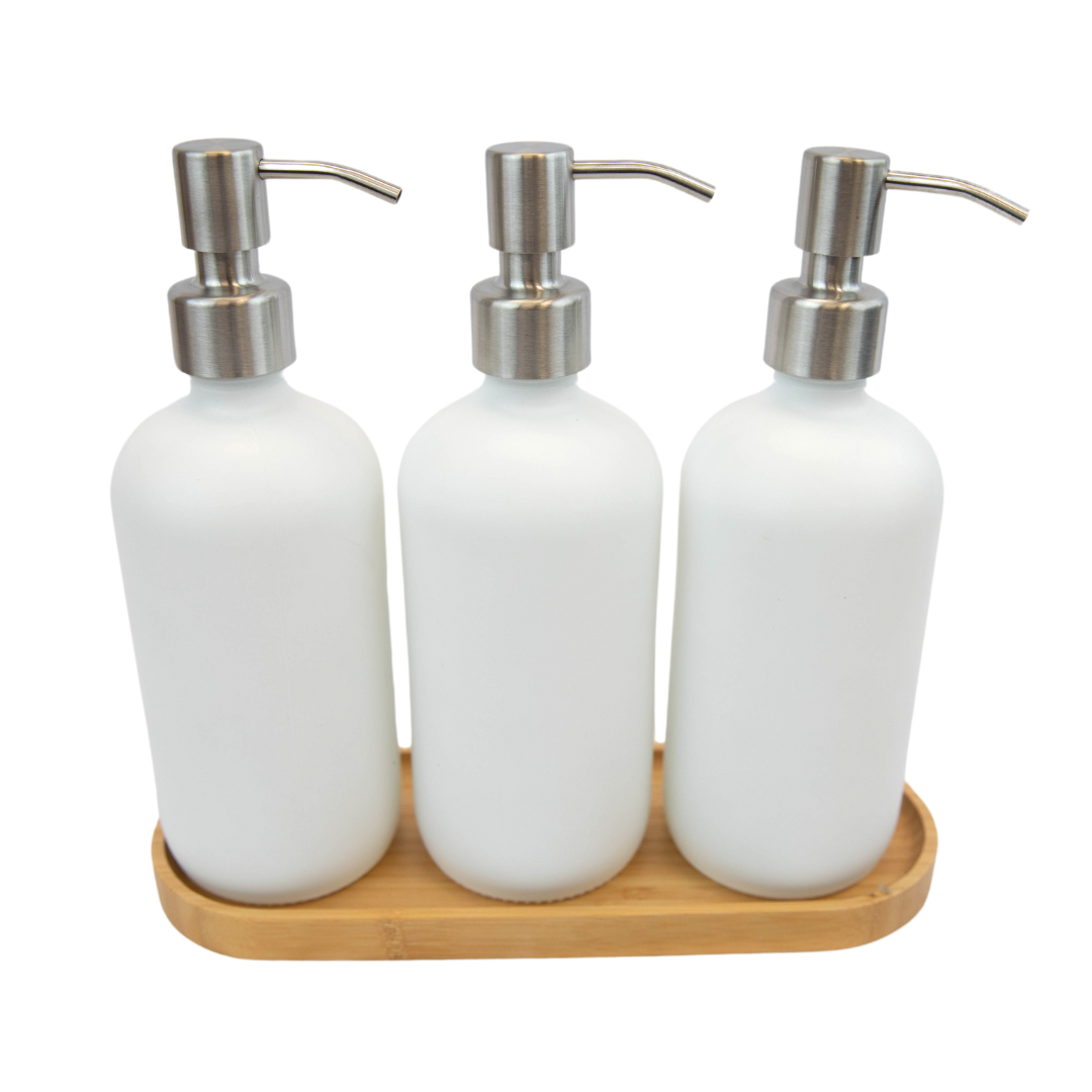 Farmhouse Kitchen Glass Soap Dispenser Set, 3 Count