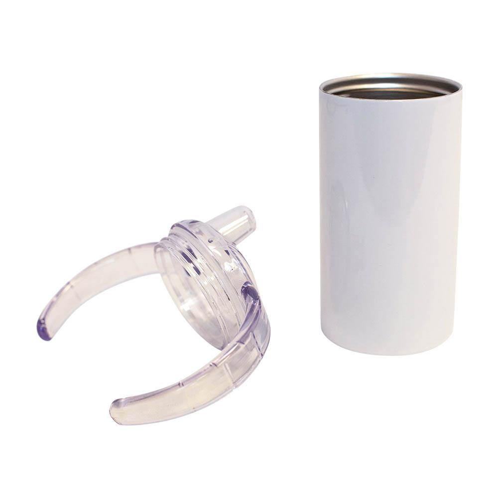 12 oz Sublimation Blank Tumbler Sippy Cup White with Dual Lids- Handle Lid & Sliding Lid