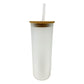 17 oz Sublimation Ombre Frosted Glass Tumbler with Bamboo Lid
