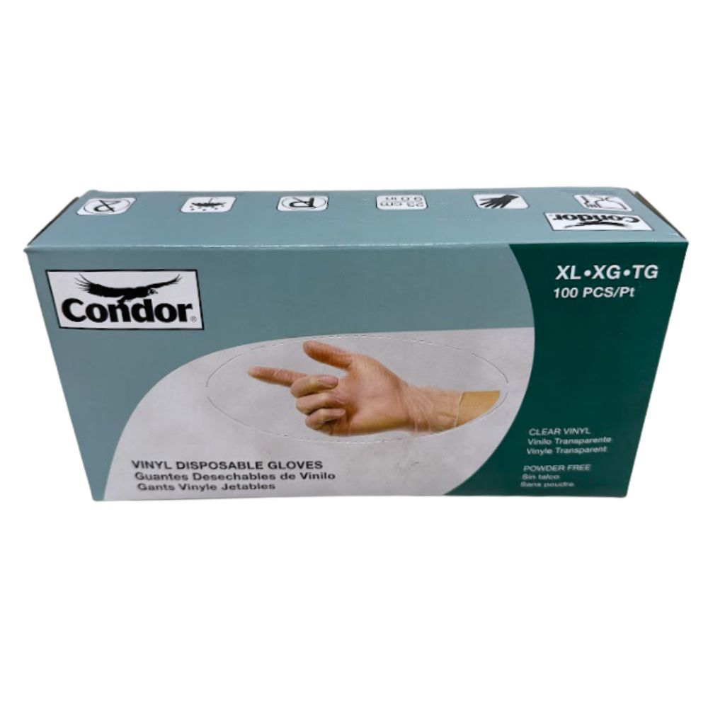 Condor Vinyl Disposable Clear Gloves, 100 ct