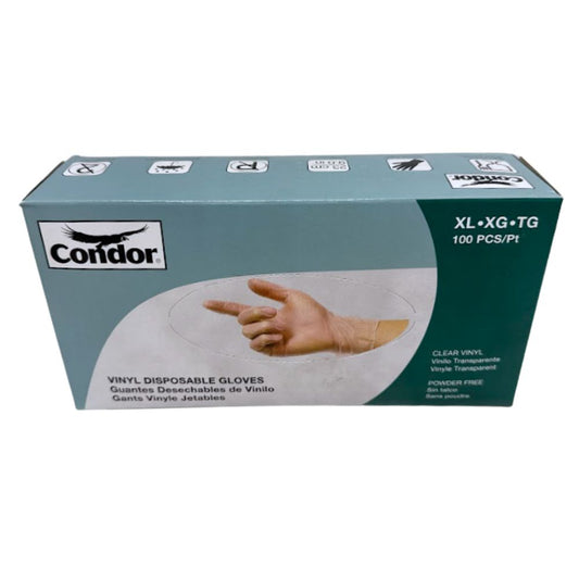 Condor Vinyl Disposable Clear Gloves,  100 ct