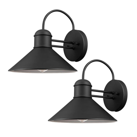 GLOBE Electric 44165 1-Light Outdoor Wall Sconce, 2-Pack, Black Finish, Exterior Lighting