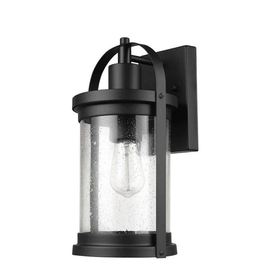 Globe Electric Wall Sconce 7.95"x7.2"x14.1" Matte Black 1-Light w/Glass Shade