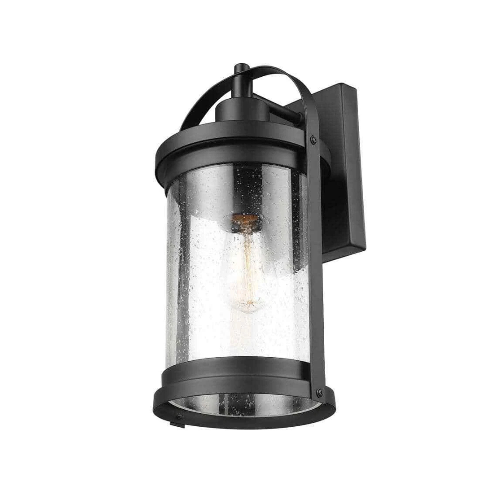 Globe Electric Wall Sconce 7.95"x7.2"x14.1" Matte Black 1-Light w/Glass Shade