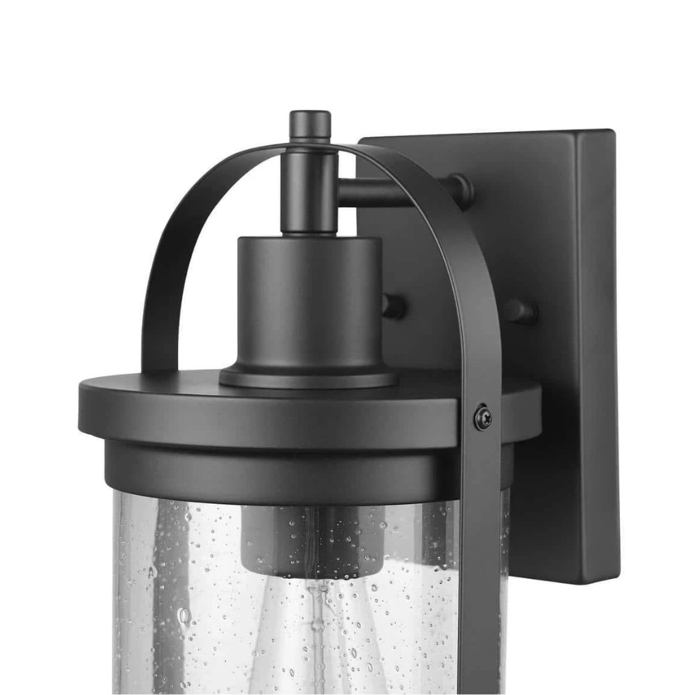 Globe Electric Wall Sconce 7.95"x7.2"x14.1" Matte Black 1-Light w/Glass Shade