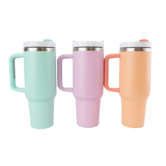 40 oz Sublimation Matte Tall Car Tumbler with Handle Color Assortment