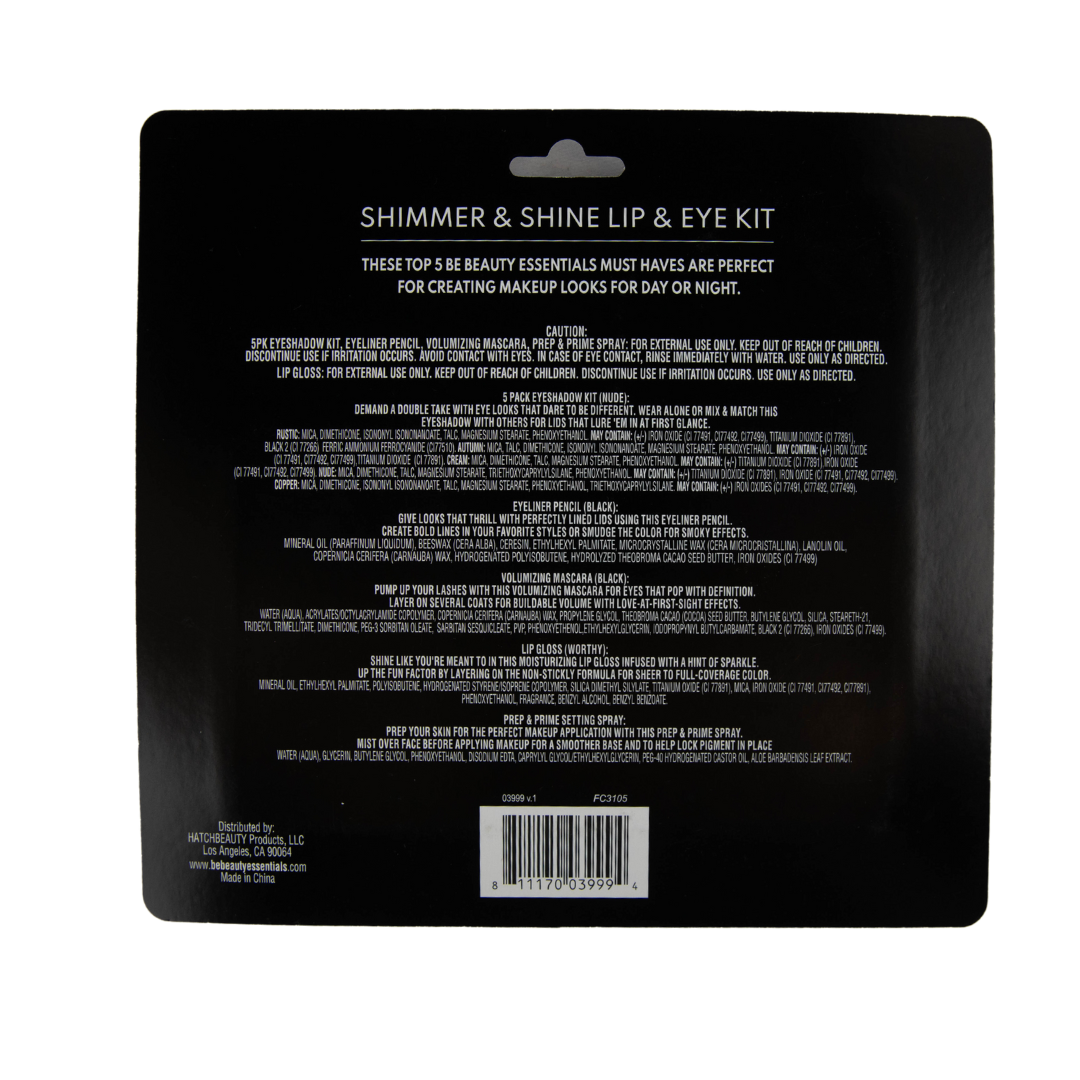 Be Beauty Essentials Shimmer & Shine Lip & Eyes Kit, 5 Pack