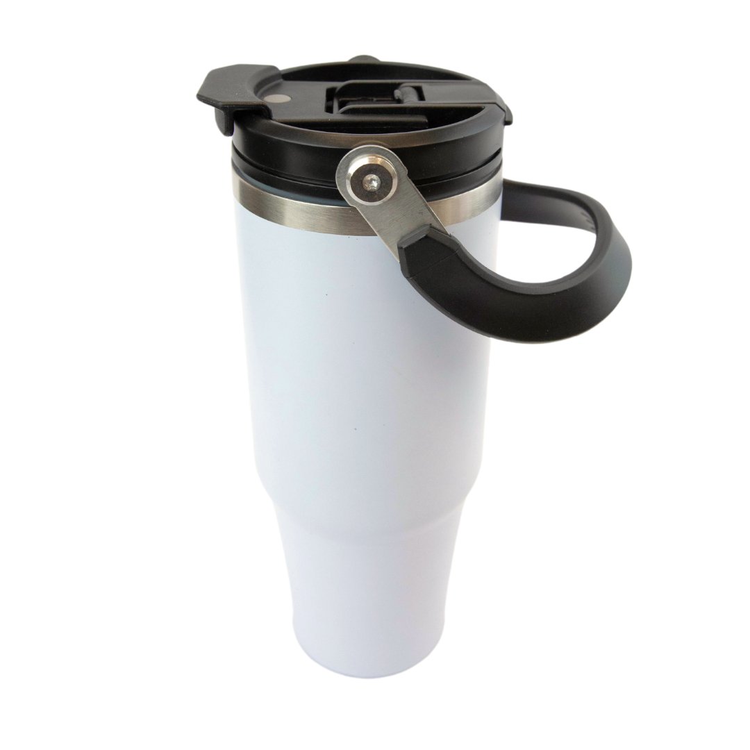 30oz Sublimation White Double Way Lid Tumbler