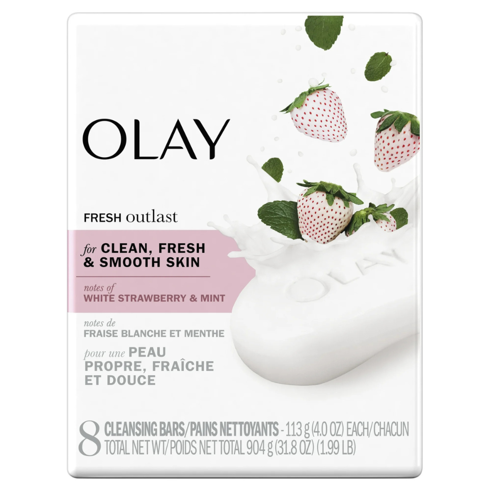 Olay Fresh Outlast Cooling White Strawberry & Mint Beauty Bar, 8 Ct.