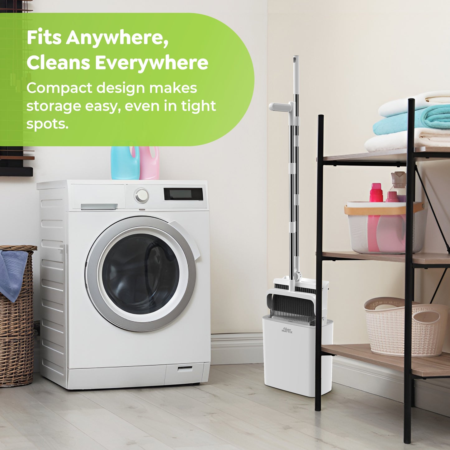 DustDockPro by CleanMattix- Premium 3-in-1 Broom, Dustpan, and Bin/Trashcan