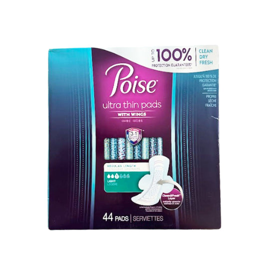 Poise Ultra Thin Pads With Wings 44ct