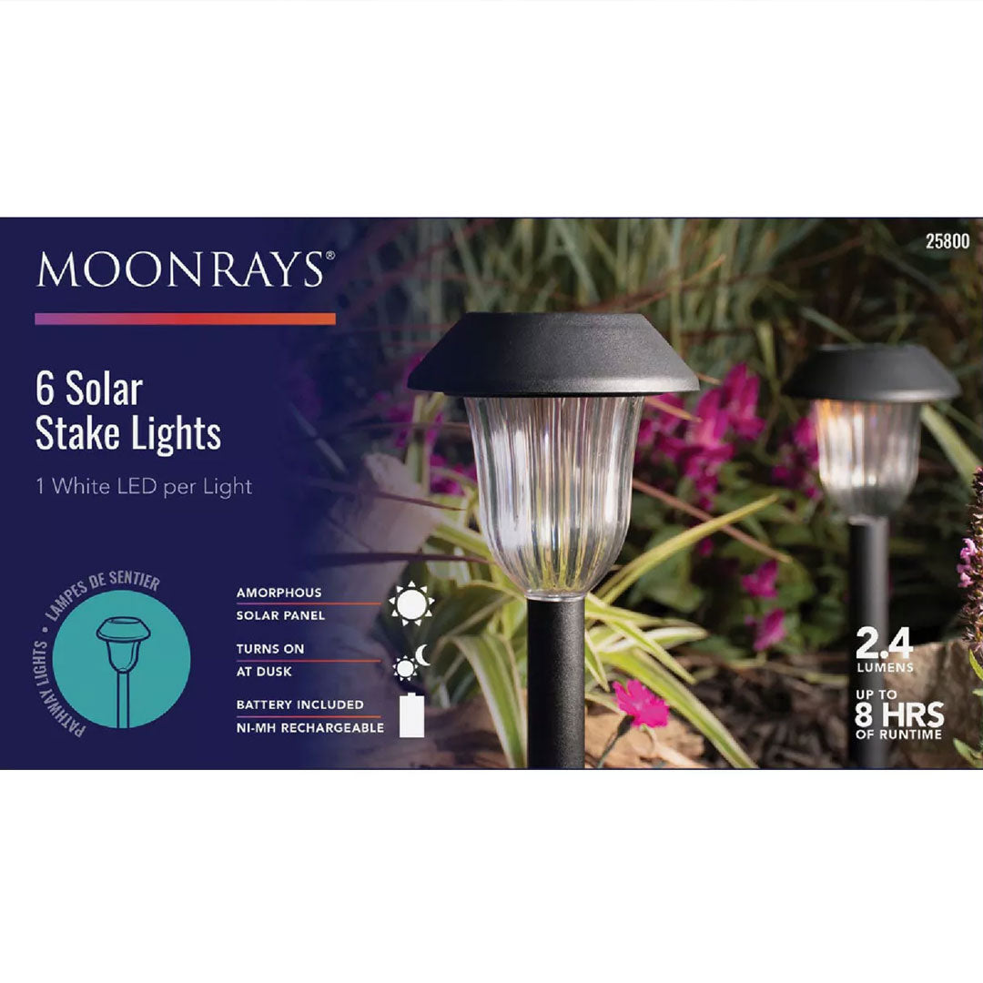 Moonrays Solar Pathway Lights, 6 pack