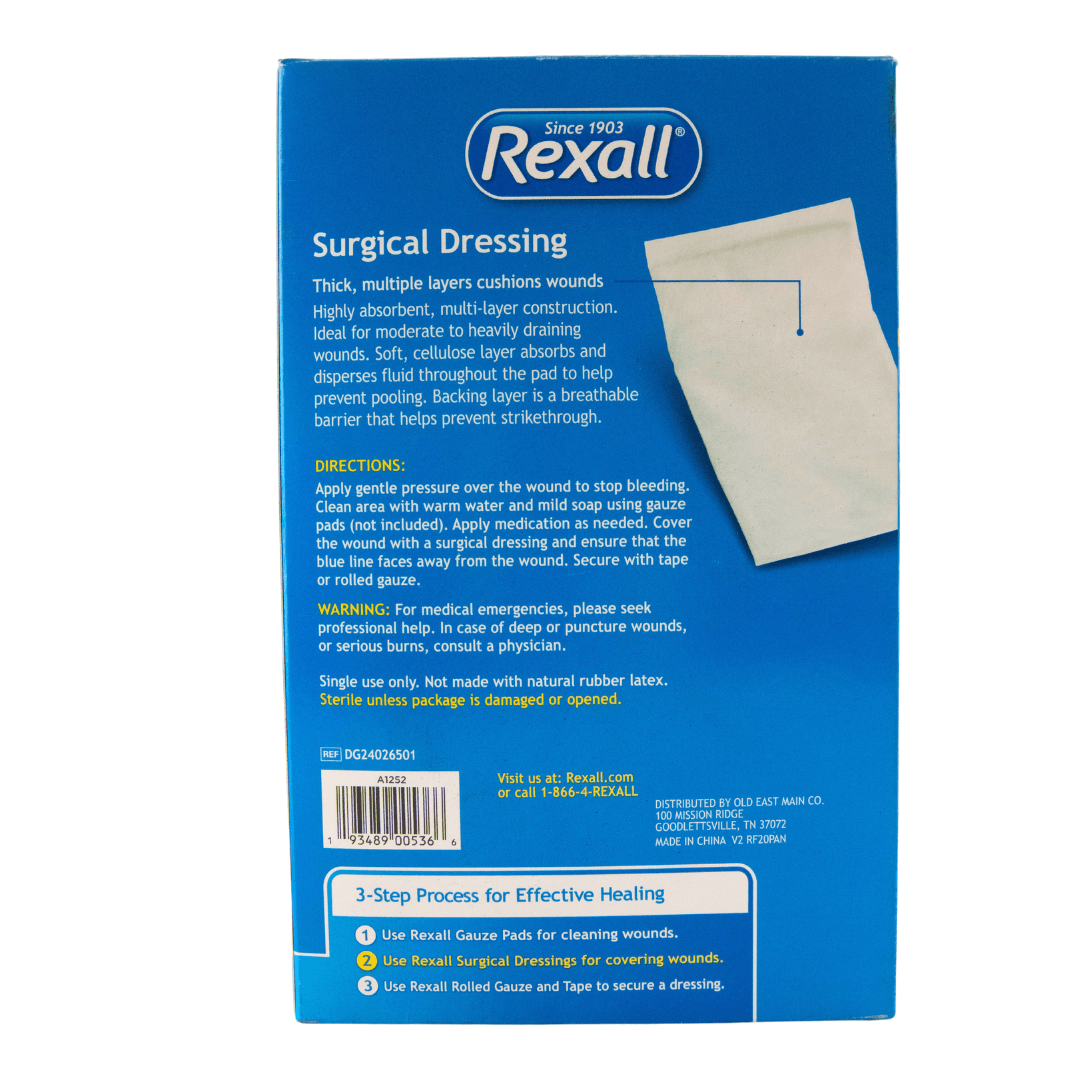 Rexall Surgical Dressing for Heavy Absorption 5x9in, 12 Count
