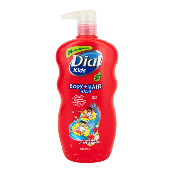 Dial Kids Hair Bodywash Bursting Apple Rapids, 24oz