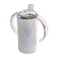 12 oz Sublimation Blank Tumbler Sippy Cup White with Dual Lids- Handle Lid & Sliding Lid