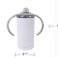 12 oz Sublimation Blank Tumbler Sippy Cup White with Dual Lids- Handle Lid & Sliding Lid
