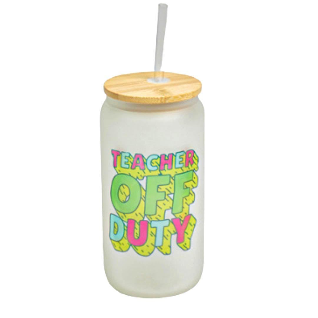 12 oz Sublimation Frosted Glass Jar Tumbler with Bamboo Lid