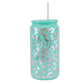 16 oz Glass Can Printed Tumbler with Straw, Assorted Colors