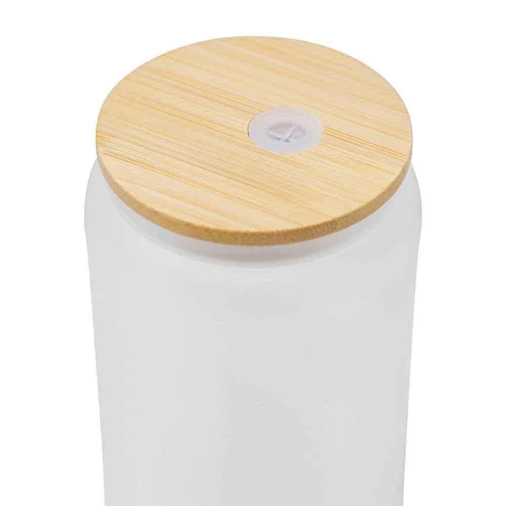 16 oz Sublimation Blank Frosted Glass Jar Tumbler with Bamboo Lid