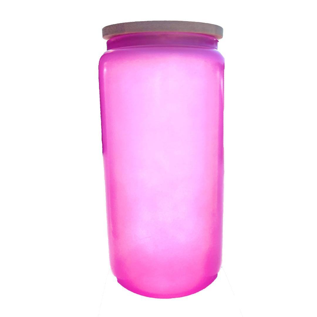 16 oz Sublimation Glass UV Glow in the Dark Tumblers with Bamboo Lid
