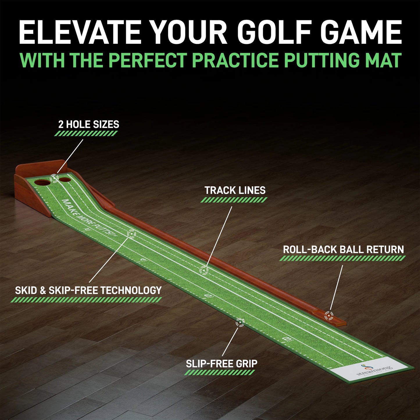 Perfect Practice Putting Mat 8 feet (Compact Edition)