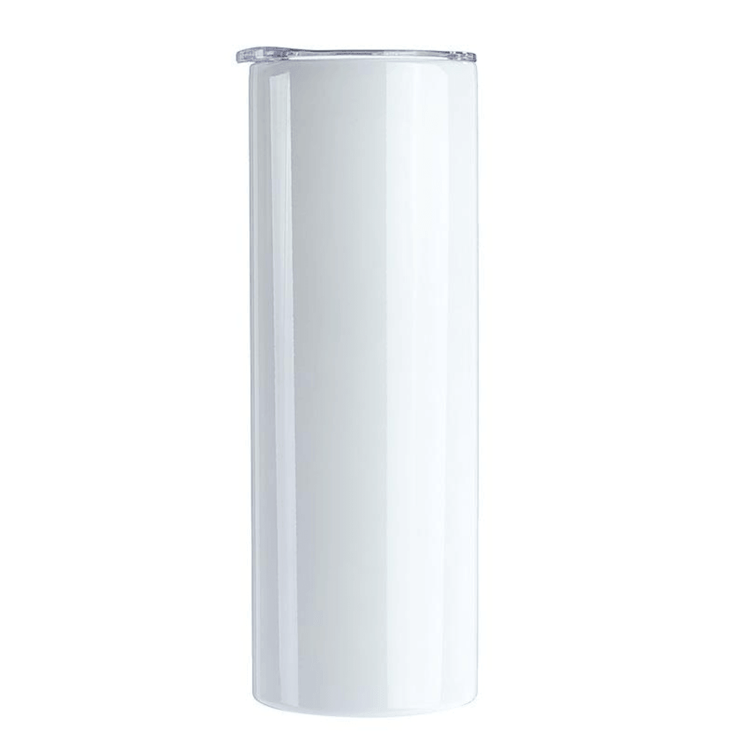 20 oz Blank Straight White Sublimation Tumbler with Clear Lid
