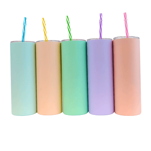 20 oz Matte Pastel Colored Sublimation Tumbler with Colored Straw