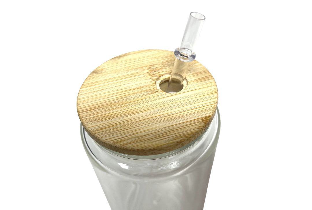 20 oz Sublimation Blank Double Wall Glass Snow Globe Tumbler With Bamboo Lid