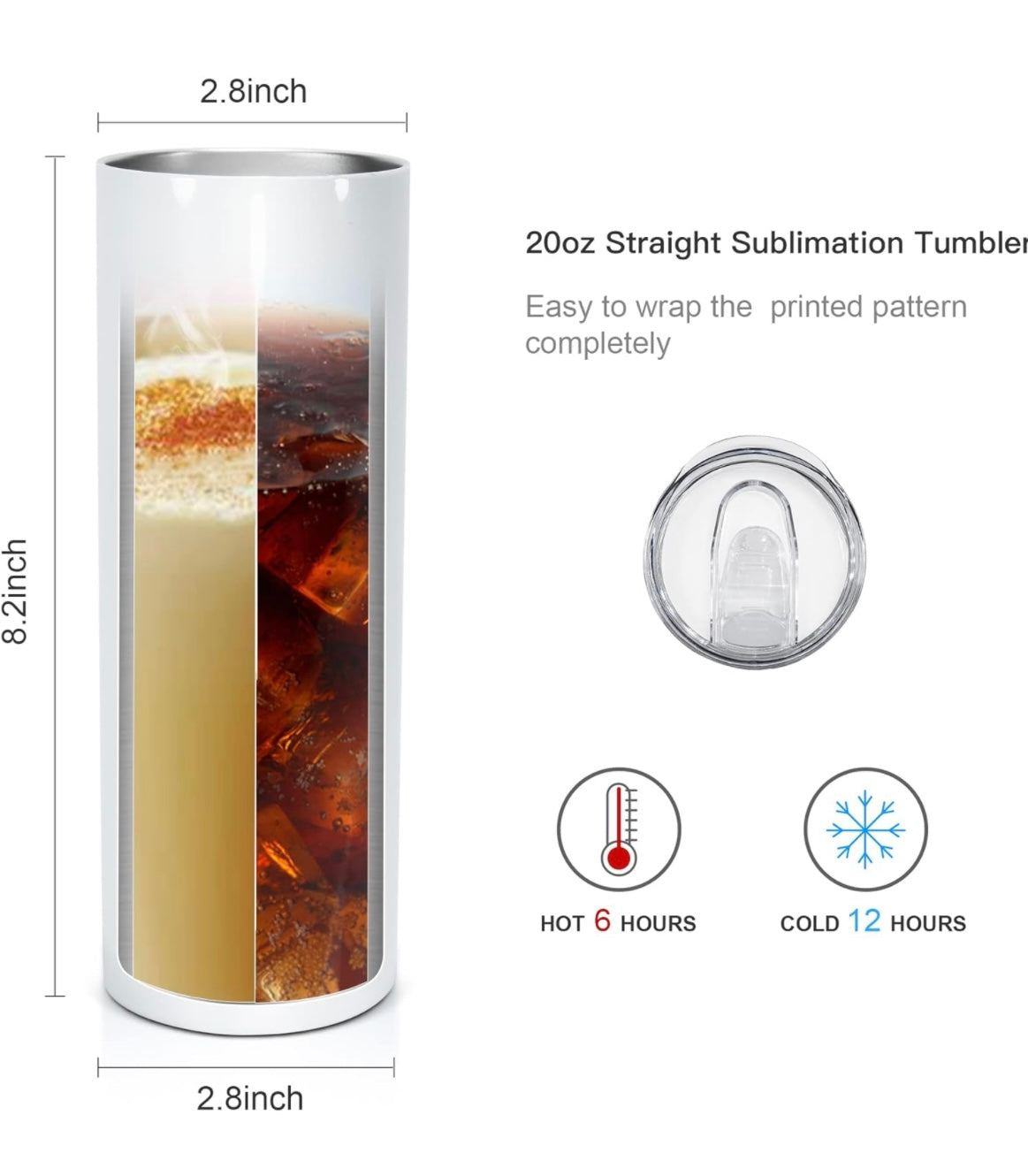 20 oz Sublimation Blank Straight Silver Tumbler