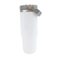 30oz Glossy Tumbler With Handle and Grey Lid White Flip Top