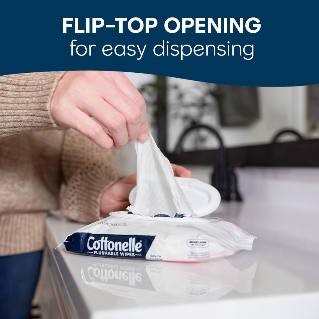 Cottonelle Flushable Wipes Fragrance Free 168 count (SOLD AS CASE) 4/Carton