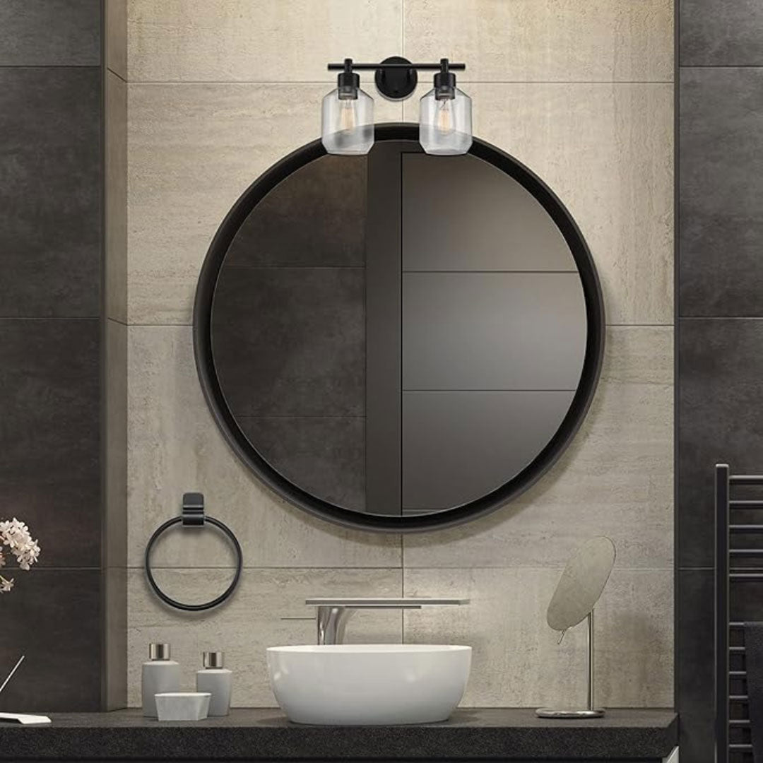 GLOBE Electric 51850 Cannes 3-Piece Matte Black, 2-Light Vanity Light  Bulb Not Included