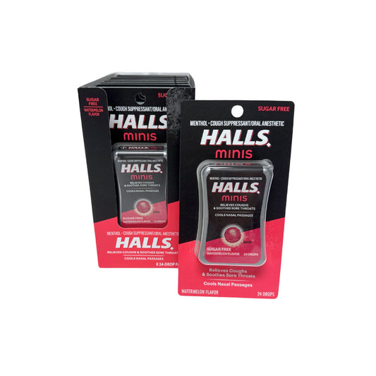Halls Sugar Free Cough Drops, Watermelon 24 ct (SOLD BY CASE) 8/ carton