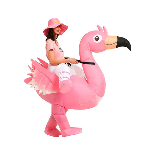 Inflatable Flamingo Costume Riding On Flamingo (ONLINE ONLY)