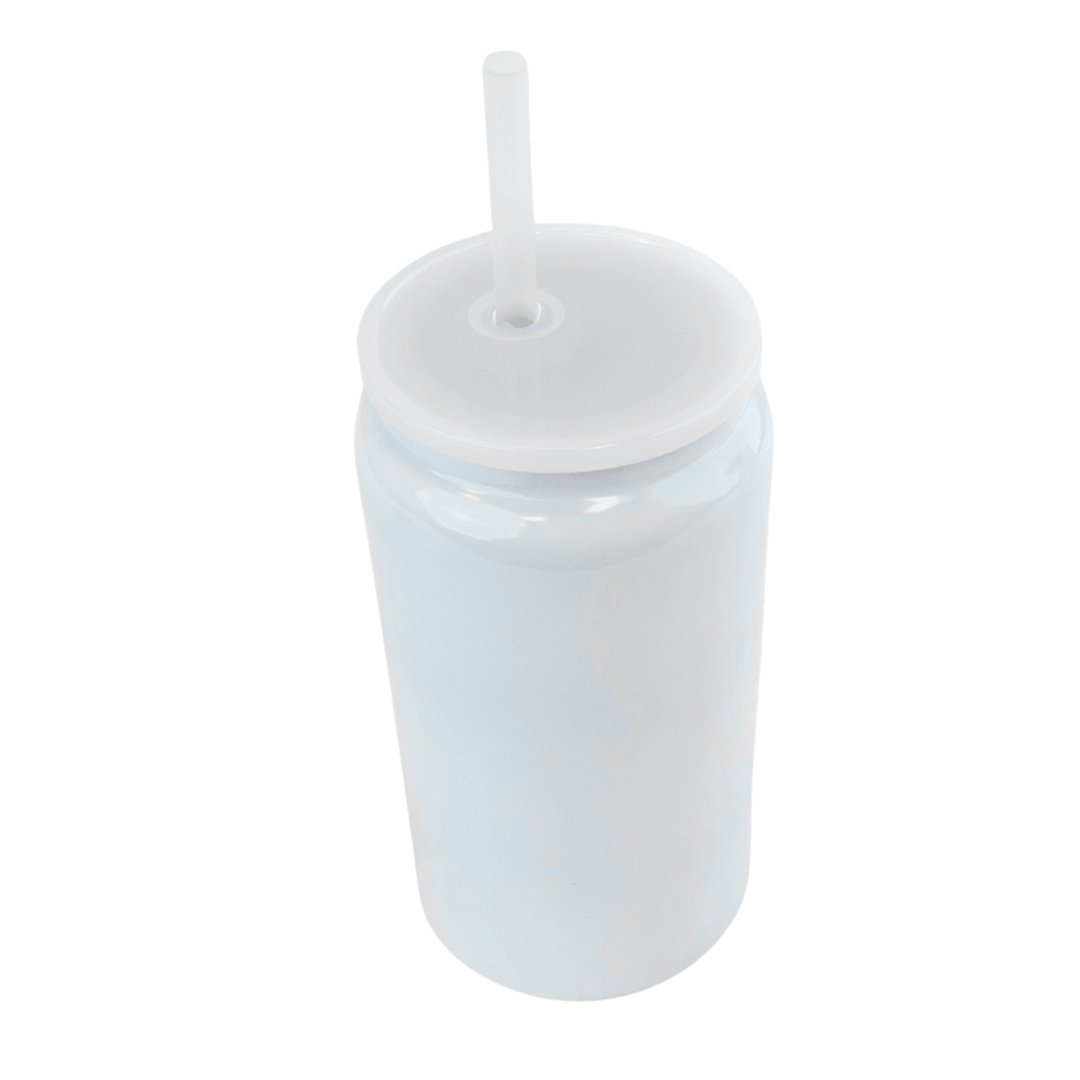 Sublimation Stainless Steel White Tumbler with 2 Lids, 16oz