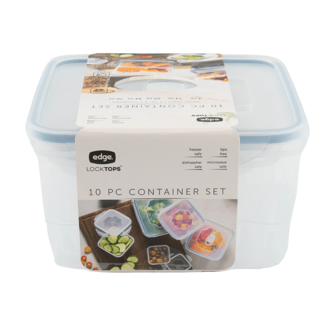 Edge Lock Tops 10 Piece Square Food Storage Containers