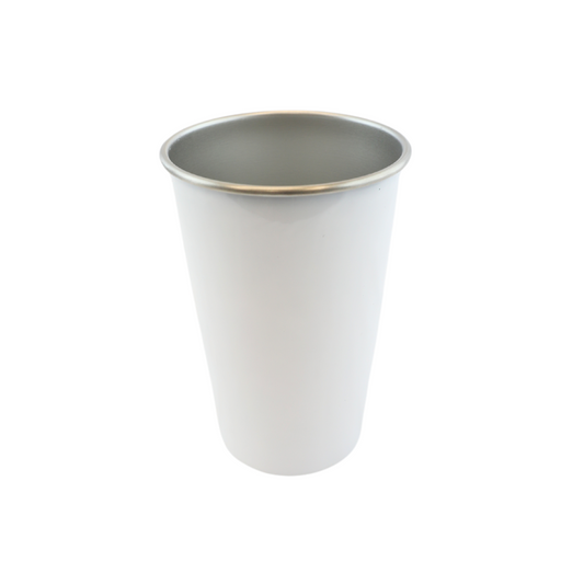 Sublimation White Stainless Steel Double Wall Pint Cup 16 oz**Must purchase dome lid separately**
