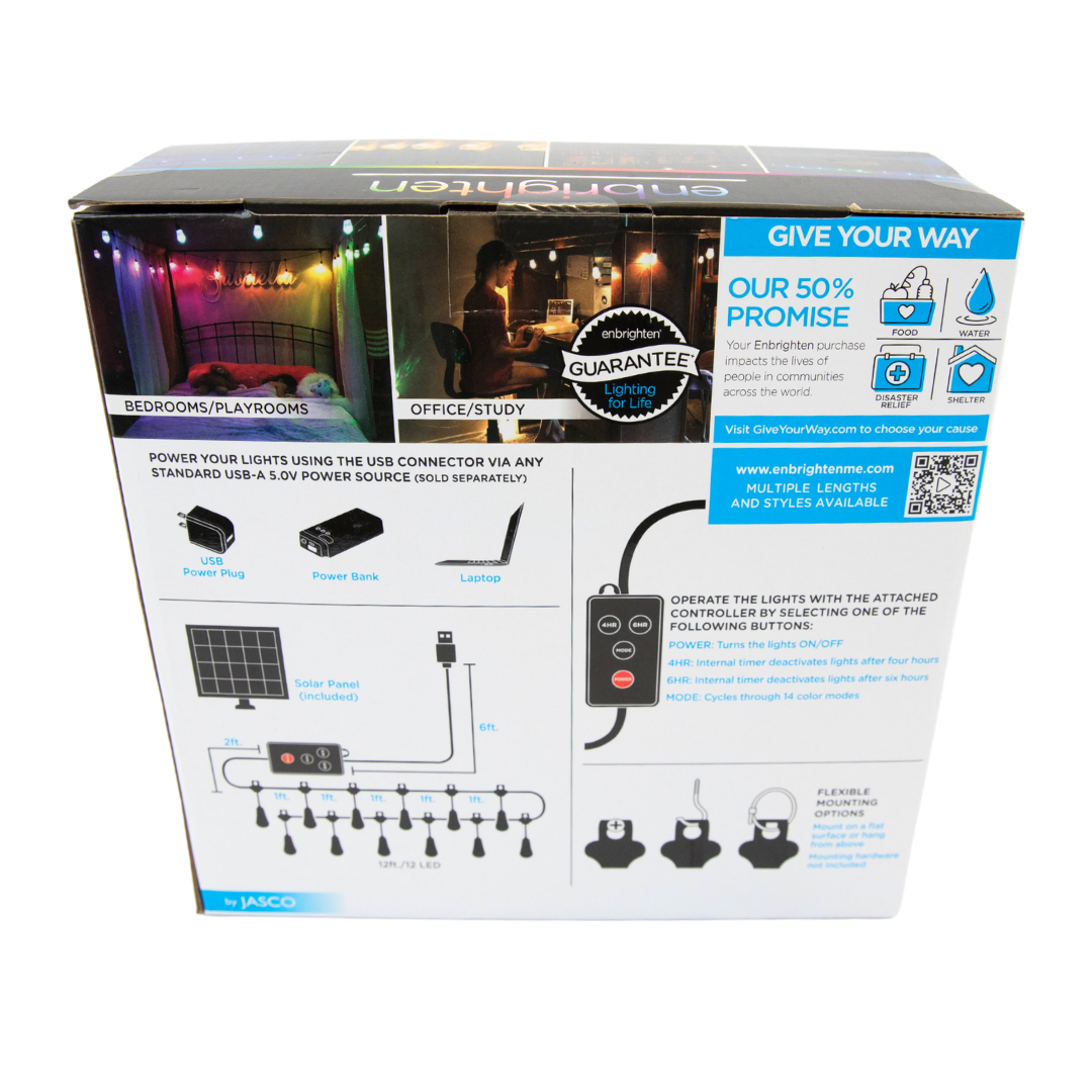 Enbrighten Solar LED Color Changing Lights 12ft