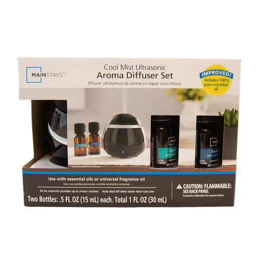 Mainstays Cool Mist Ultrasonic Aroma Diffuser with 2 Oils .5oz