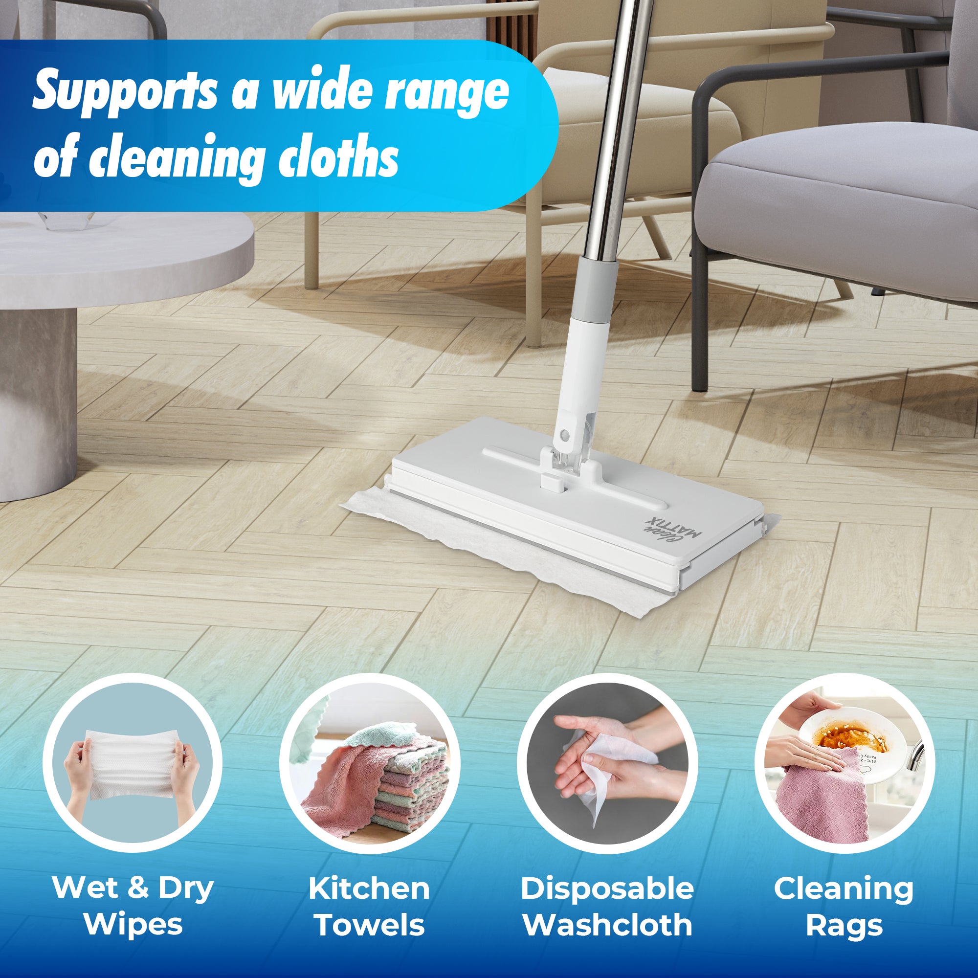 FlexiClamp Sweep & Mop Kit - Smarter Mop - Compatible with Swiffer