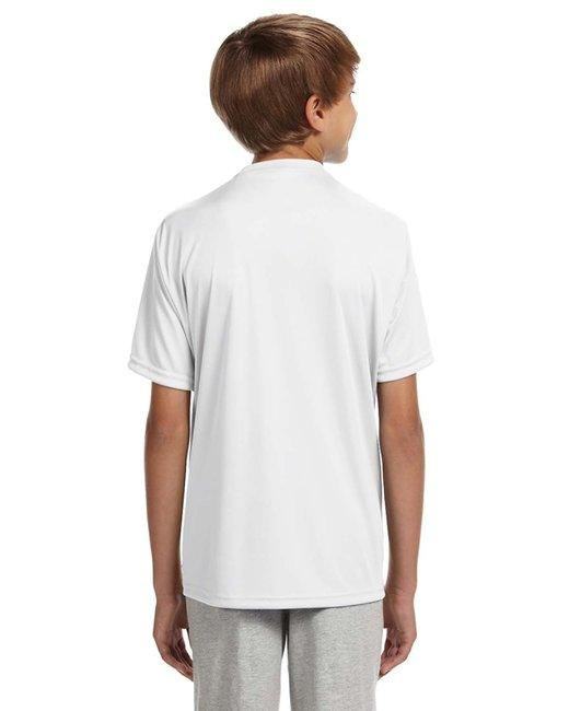 A4 NB3142 Polyester Sublimation Youth White T-Shirt, Small-XL sizes