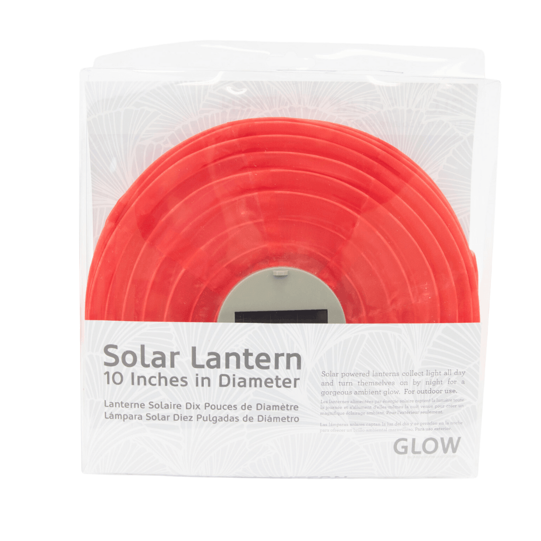 Allsop 10in Home and Garden Soji Solar Hanging Lantern Paper, Warm Red
