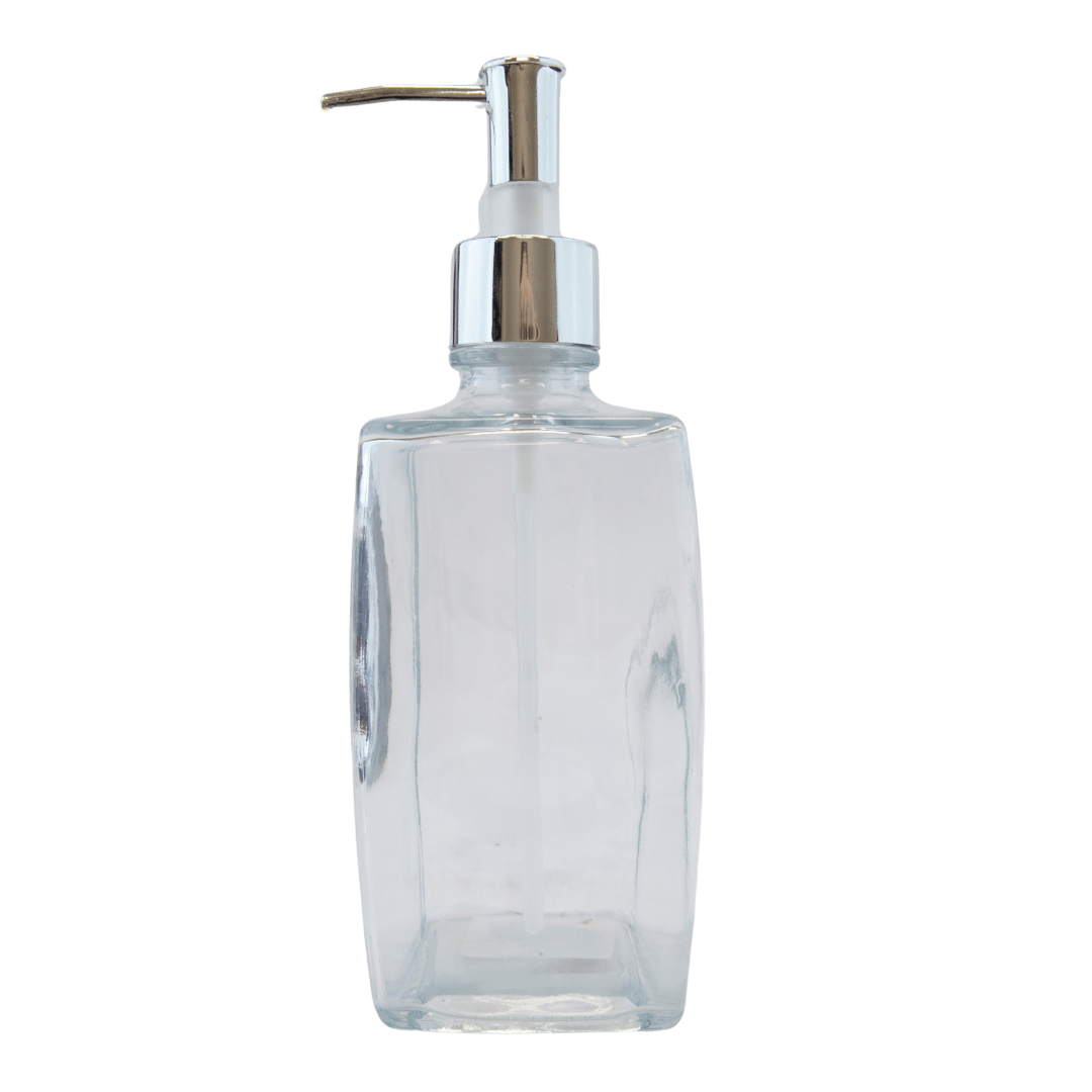 Clear Square Glass Soap Dispenser