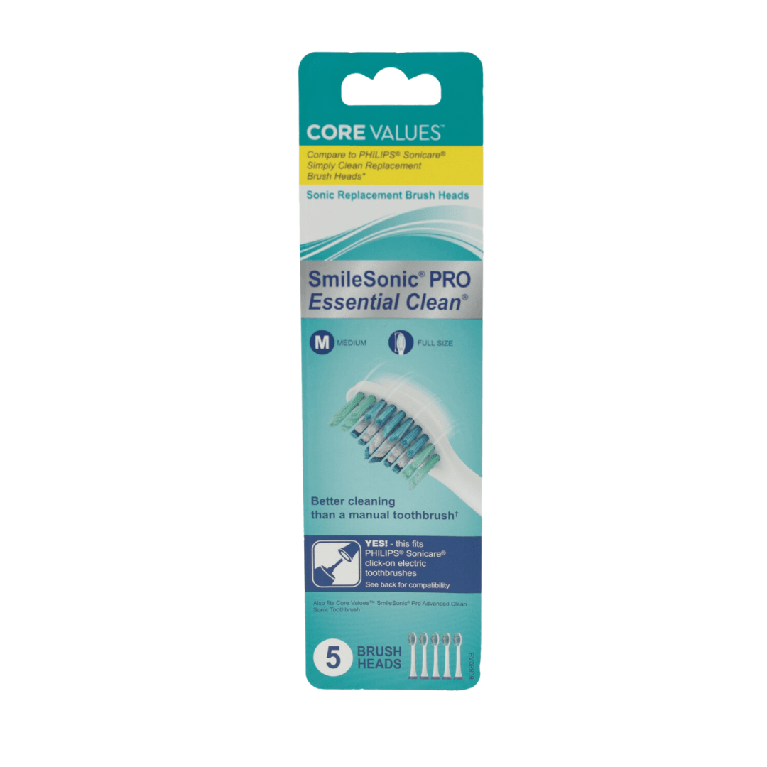 Core Values Medium Toothbrush Heads for Philips Sonicare, 5 Count
