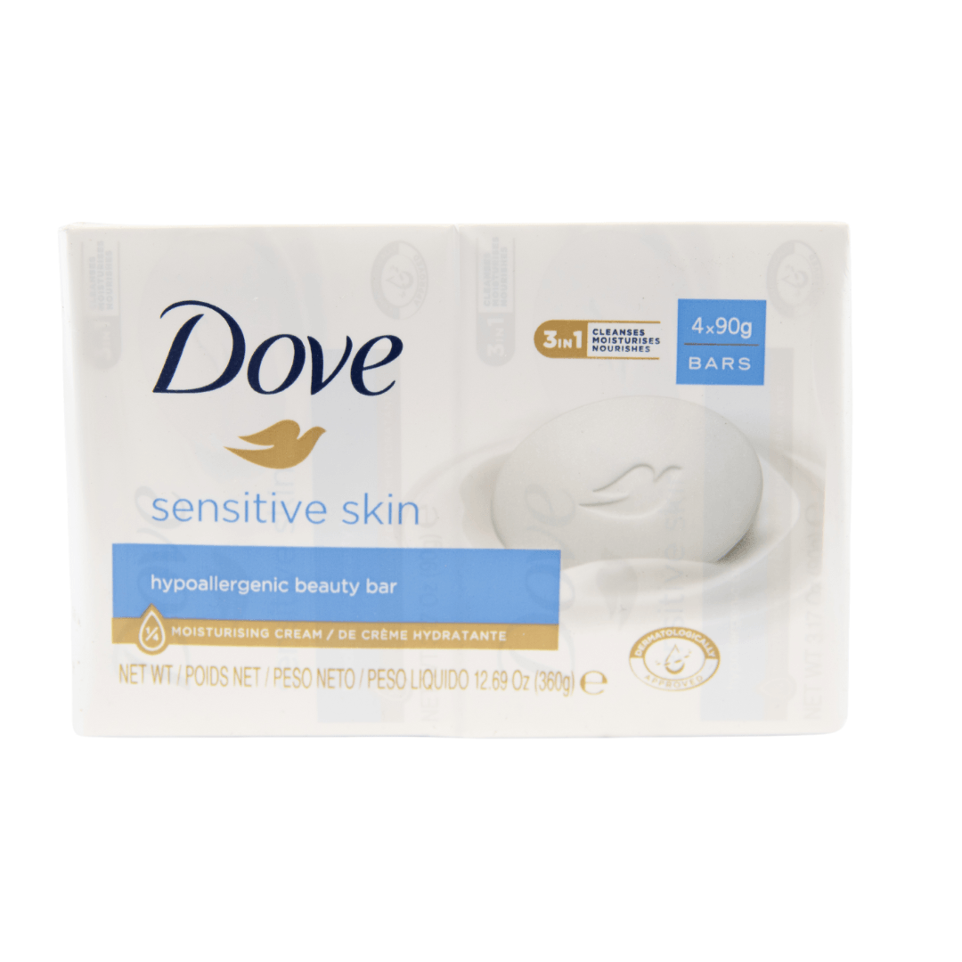 Dove 1/4 Moisturizing Cream 4 Pack, 90g Bar Soap Variety