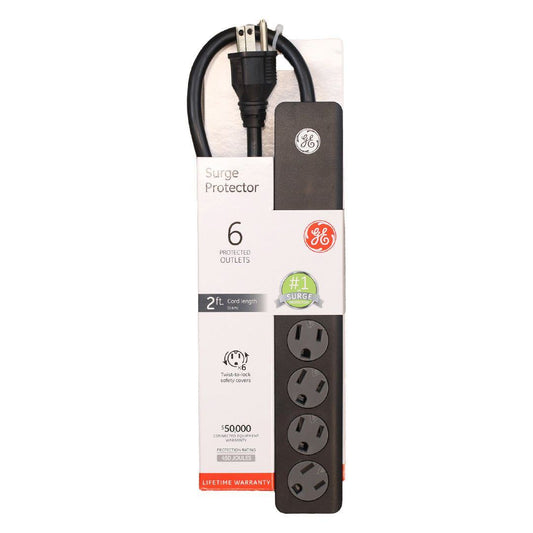 GE 6 Outlet Surge Protector 2 FT