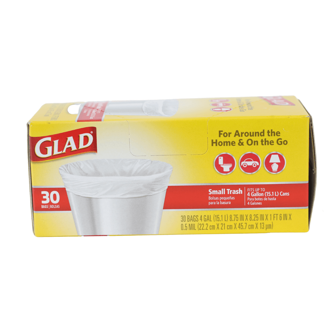 Glad 4 Gallon Trash Bags Small Pack 30 Count