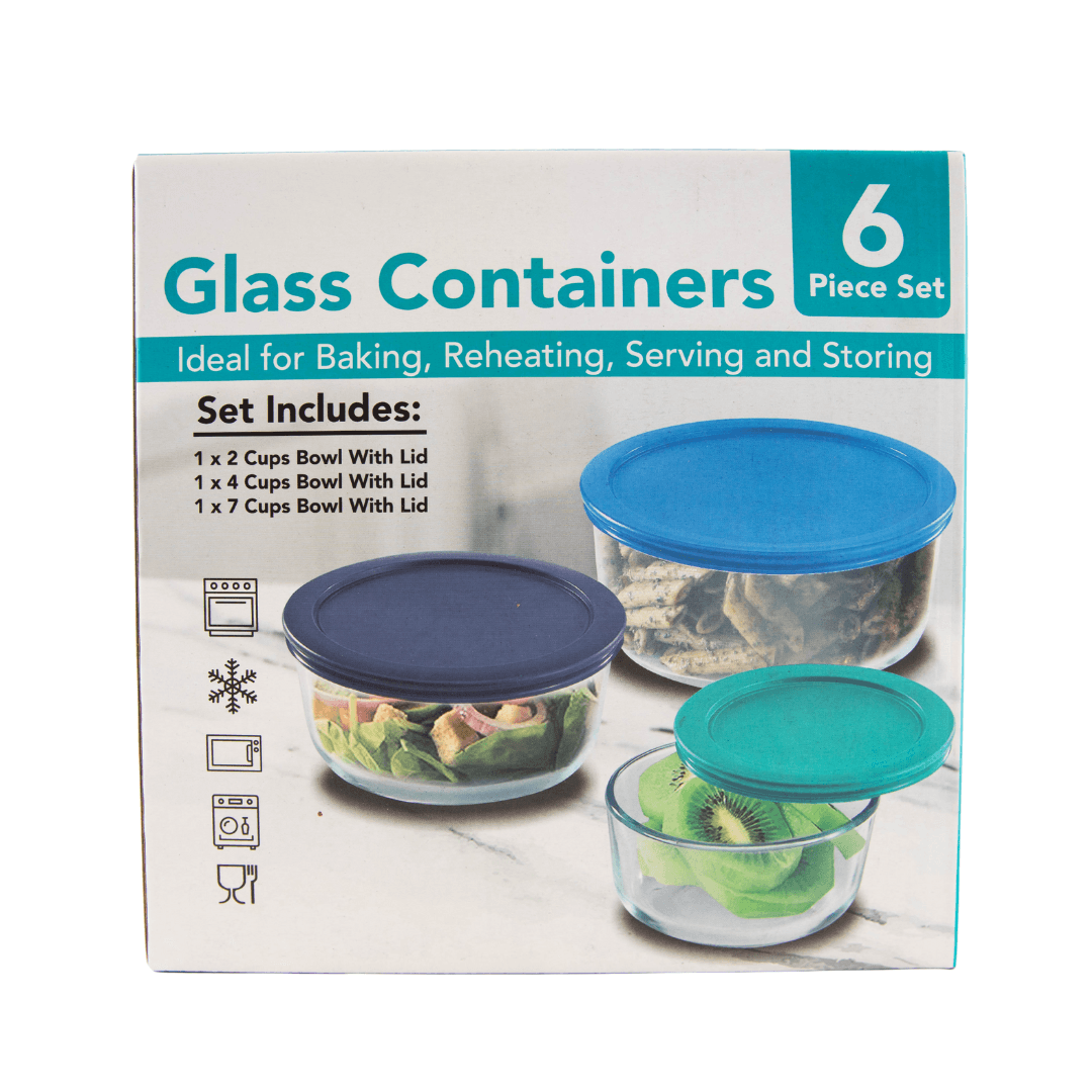 Glass Food Storage Set with Lids 6 Piece