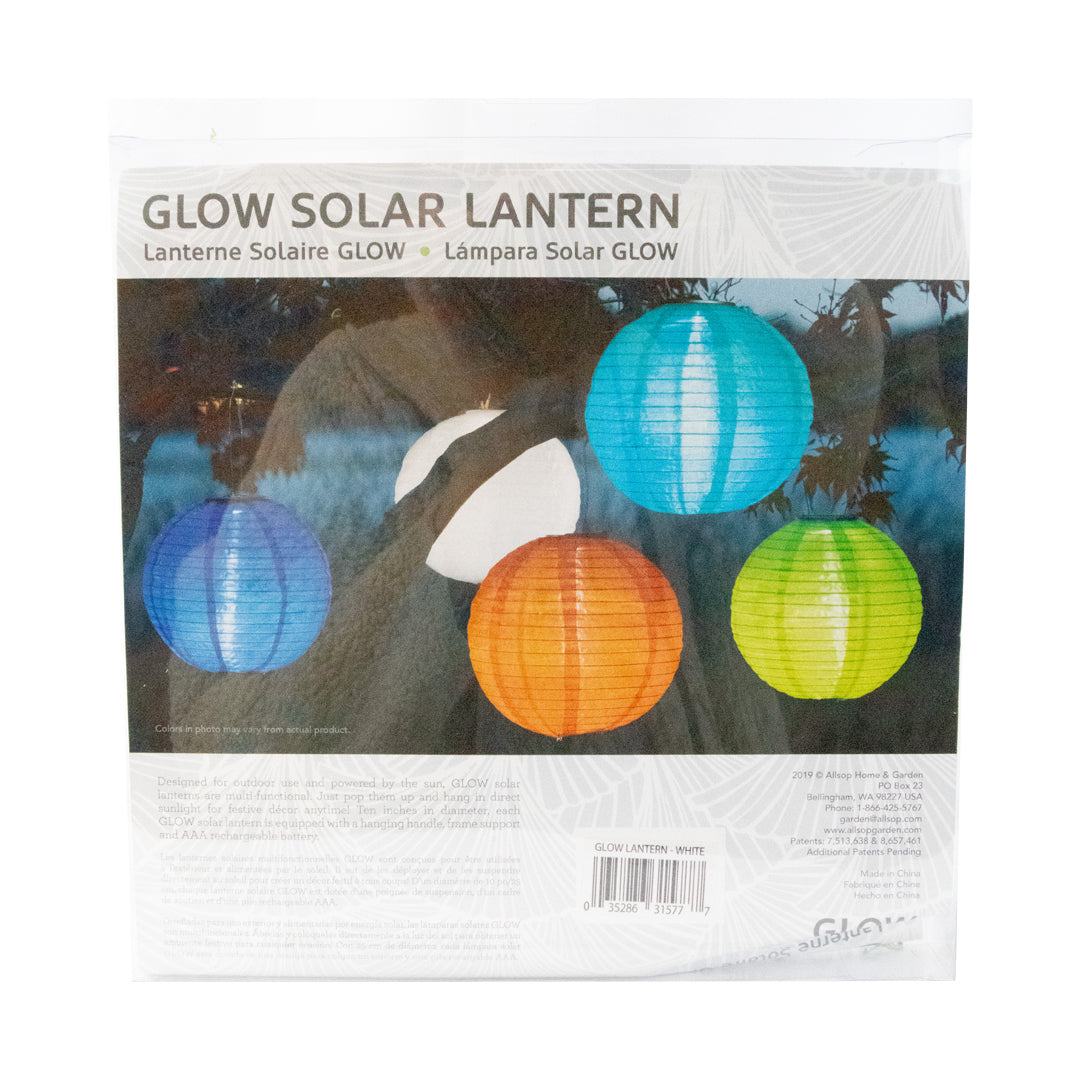 Glow Indoor Outdoor Solar Powered Lantern Large 10in. White