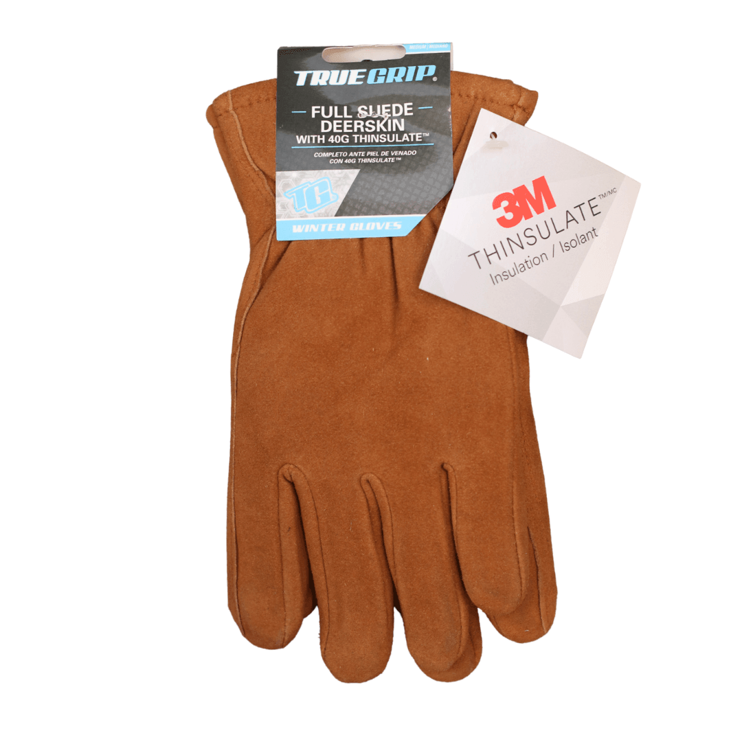 Grip Winter Gloves Full Suede Deer Skin with 40G Thinsulate, Medium, Large, Extra Large